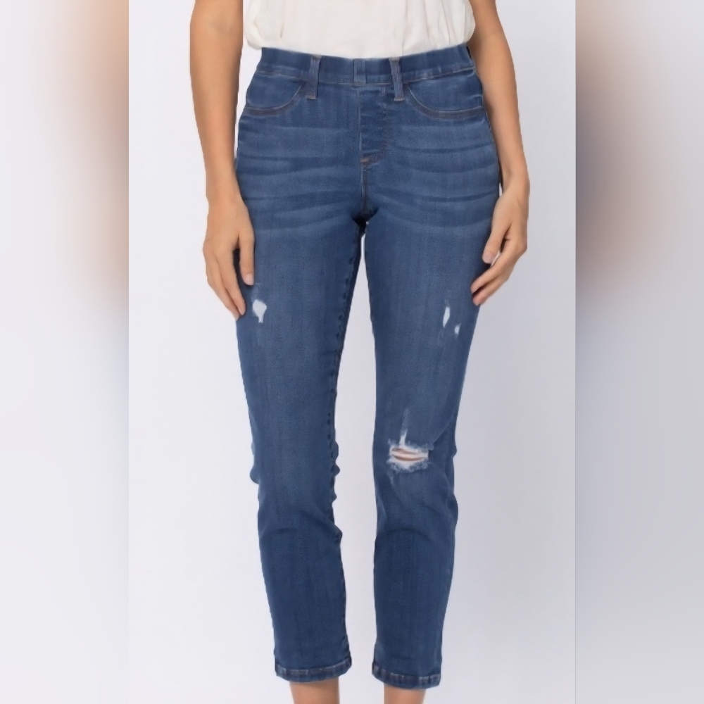 Judy Blue 88369 Pull-On Boyfriend Jegging Jeans Lightly Distressed Comfort, 16W
